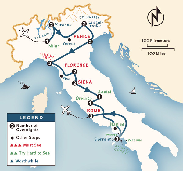 Suggested itineraries for Italy